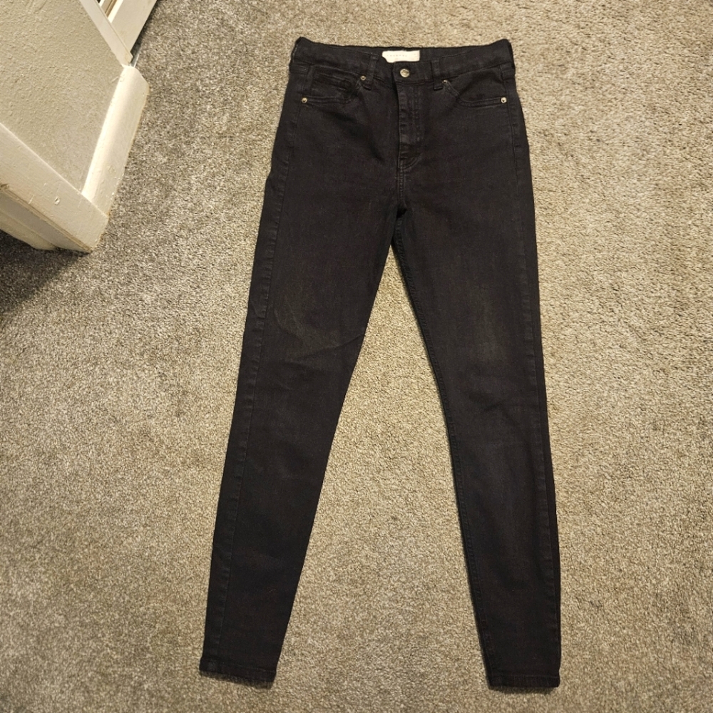 Topshop Jamie Jeans Women’s W29 L32 Black Stretchy Skinny Mid Waist